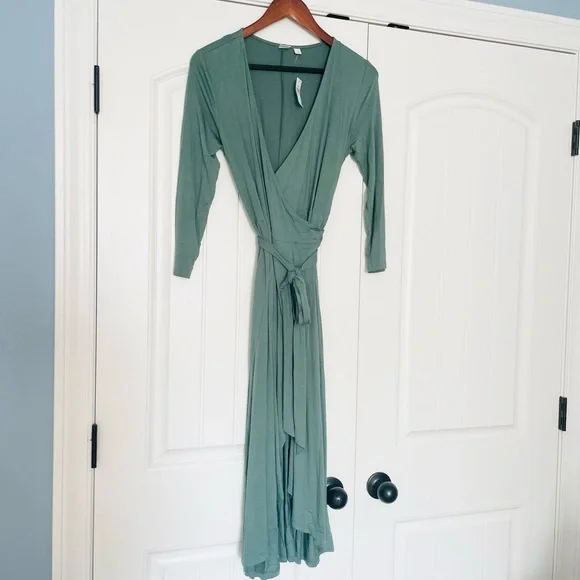gap green wrap dress Long Sleeve Twirl Dress in Ski main image 1